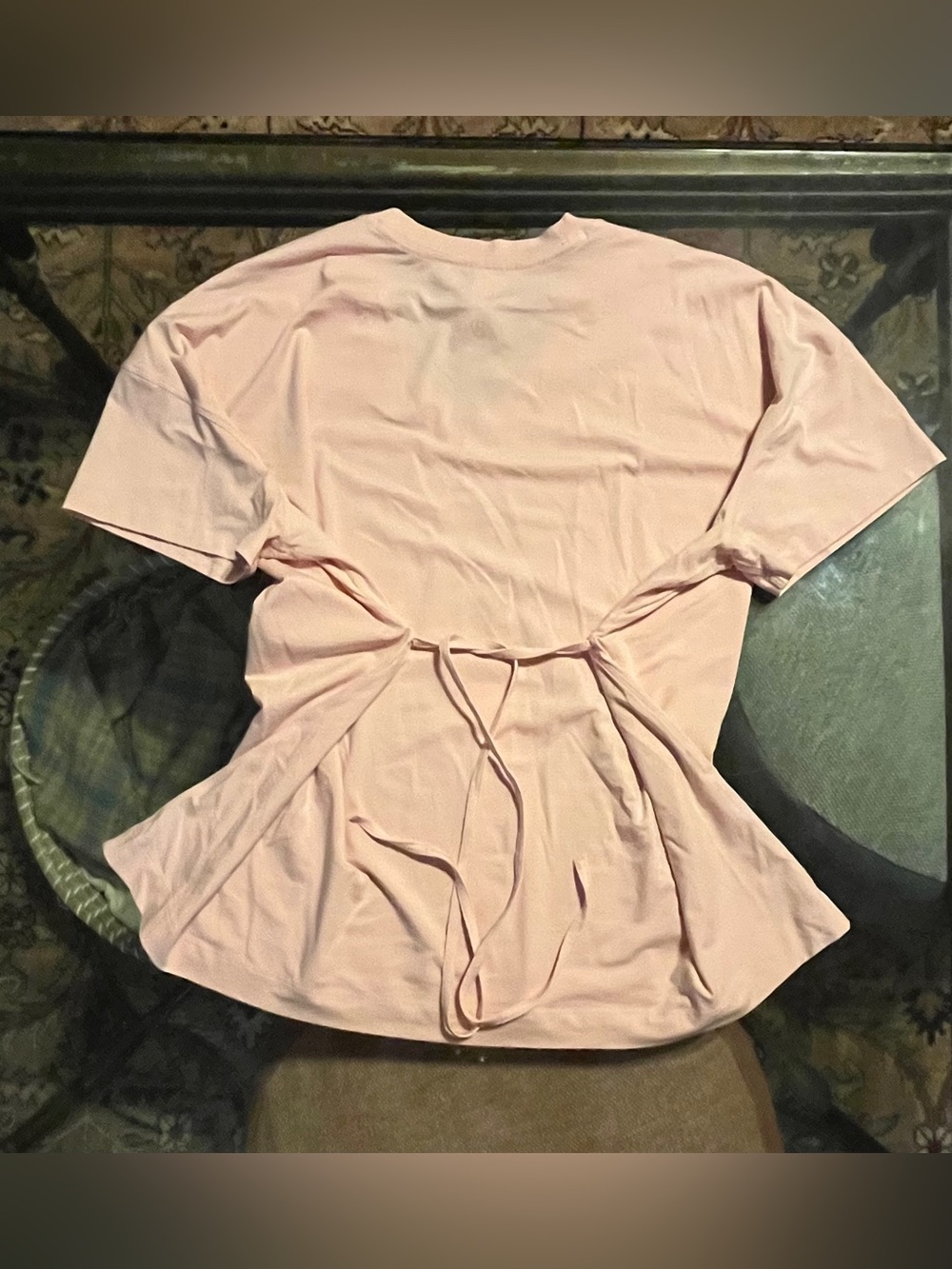 lululemon All Yours Tie Back Tee Size 8 Light Pink Pima Cotton - Picture 6 of 10